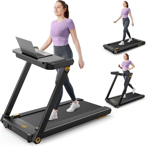 UREVO Treadmill with Desk, 3 in 1 Foldable Treadmill with Removable Desk, Install Free Under Desk Treadmill, 3HP Powerful Walking Treadmill for Office with Remote and 2s Folding in Kuwait
