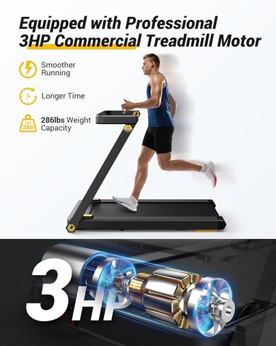 UREVO Treadmill with Desk, 3 in 1 Foldable Treadmill with Removable Desk, Install Free Under Desk Treadmill, 3HP Powerful Walking Treadmill for Office with Remote and 2s Folding in Kuwait
