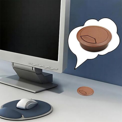 5pcs 2-3/8 Inch (60mm) Desk Cable Grommet Cable Hole Cover Computer Table Cord Wires Organizer Cord Desk Wire Grommet (Brown) in Saudi Arabia