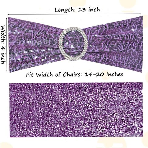 Gankar Double-Sided Silver Sequin Spandex Chair Sashes 50 Pack for Wedding Christmas Birthday Party Decoration,Silver Sashes for Chairs with Round Buckles for Chairs Decor in Kuwait