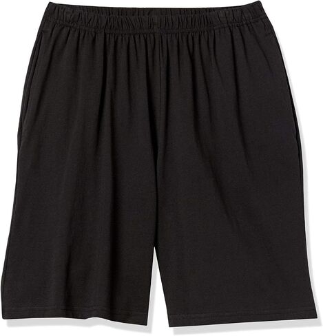 AmeriMark Women’s Shorts - Full Elastic Waist Athletic Bermuda Shorts - Ladies 100% Cotton Pull-On Golf Shorts with Pockets Black Large in Saudi Arabia