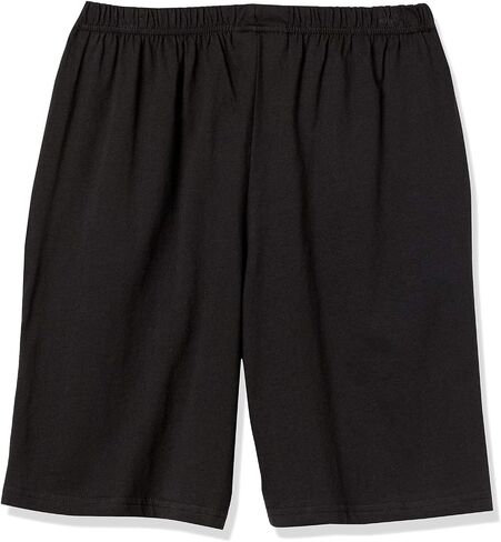 AmeriMark Women’s Shorts - Full Elastic Waist Athletic Bermuda Shorts - Ladies 100% Cotton Pull-On Golf Shorts with Pockets Black Large in Saudi Arabia