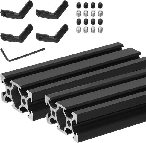 uxcell 2 Pcs V Slot 2040 Aluminum Extrusion Profile European Standard 100mm x 40mm Anodized Black Linear Rail Extrusion Frame for 3D Printer, CNC, DIY in Saudi Arabia