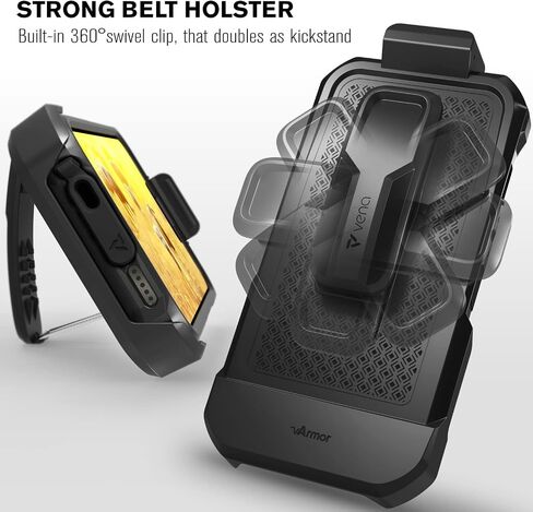 VENA vArmor Rugged Case Compatible with Apple iPhone 13 Pro Max (6.7"-inch), (MagSafe Compatible, Military Grade Drop Protection) Heavy Duty Holster Belt Clip Cover with Kickstand in Saudi Arabia