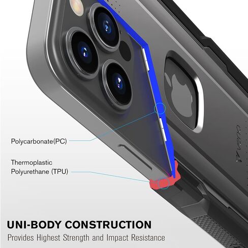 VENA vArmor Rugged Case Compatible with Apple iPhone 13 Pro Max (6.7"-inch), (MagSafe Compatible, Military Grade Drop Protection) Heavy Duty Holster Belt Clip Cover with Kickstand in Saudi Arabia