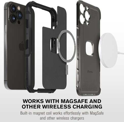 VENA vArmor Rugged Case Compatible with Apple iPhone 13 Pro Max (6.7"-inch), (MagSafe Compatible, Military Grade Drop Protection) Heavy Duty Holster Belt Clip Cover with Kickstand in Saudi Arabia