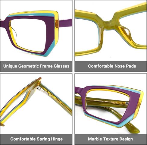 Zeelool Fashion Geometric Glasses Acetate Frame for Women with Non-prescription Clear Lens Verdejo ZWA187996 in Saudi Arabia