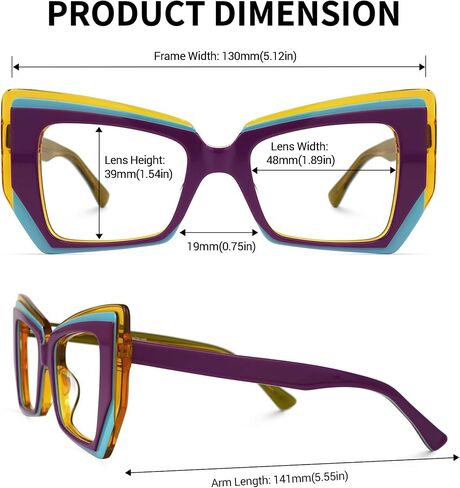 Zeelool Fashion Geometric Glasses Acetate Frame for Women with Non-prescription Clear Lens Verdejo ZWA187996 in Saudi Arabia