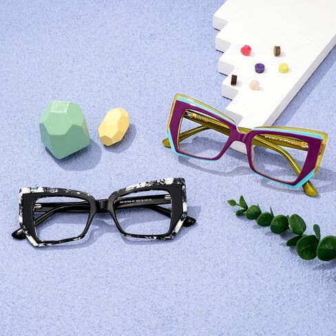 Zeelool Fashion Geometric Glasses Acetate Frame for Women with Non-prescription Clear Lens Verdejo ZWA187996 in Saudi Arabia