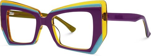 Zeelool Fashion Geometric Glasses Acetate Frame for Women with Non-prescription Clear Lens Verdejo ZWA187996 in Saudi Arabia