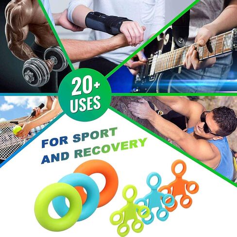 BSTPOWER Hand Grip Strengthener 6 Pack Hand Gripper with 3 Different Levels of Resistance, Finger Stretcher Resistance Extensor Bands, Finger Exerciser, Grip Strength Ring for Exercise in Saudi Arabia
