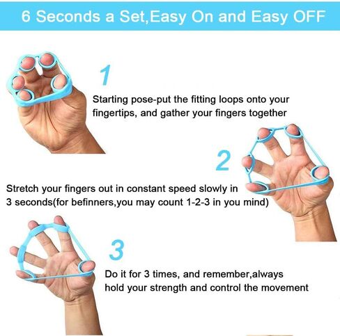 BSTPOWER Hand Grip Strengthener 6 Pack Hand Gripper with 3 Different Levels of Resistance, Finger Stretcher Resistance Extensor Bands, Finger Exerciser, Grip Strength Ring for Exercise in Saudi Arabia