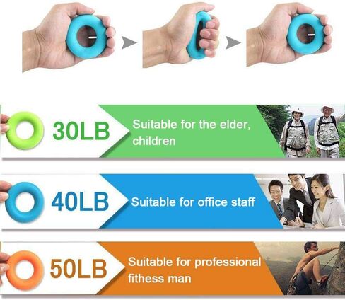 BSTPOWER Hand Grip Strengthener 6 Pack Hand Gripper with 3 Different Levels of Resistance, Finger Stretcher Resistance Extensor Bands, Finger Exerciser, Grip Strength Ring for Exercise in Saudi Arabia