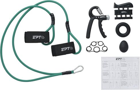 Baseball Training Equipment| Resistance Arm Bands + Forearm Grip Adjustable+ Hand Griper+ Finger Stretcher+ Grip Ring+ Stress Grip Ball+ Carrying Bag+ Instructions| (9 Items) in Saudi Arabia
