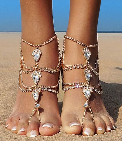 Bienvenu قطعتان من الخلخال الكريستالي لصنادل الشاطئ حافية القدم وعطلات الزفاف in Kuwait