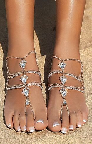 Bienvenu قطعتان من الخلخال الكريستالي لصنادل الشاطئ حافية القدم وعطلات الزفاف in Kuwait