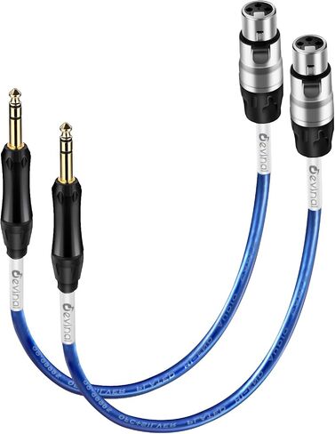 Devinal XLR Female to 1/4 inch TRS Cable Hi-Fi Grade Balanced Female XLR to Quarter inch 6.35mm TRS Interconnect Cord Patch Cable for for Microphone, Mixer, Speakers 12 inches 2pack in Saudi Arabia