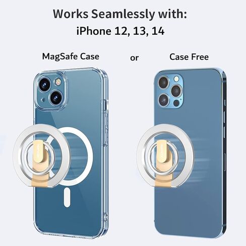 حامل وقبضة هاتف مغناطيسية 2 في 1 من RapidX Snapo، حامل مع مسند قابل للتعديل، MagSafe متوافق مع iPhone 14، 13، 12 Pro، Pro Max، Mini (أسود) in Kuwait