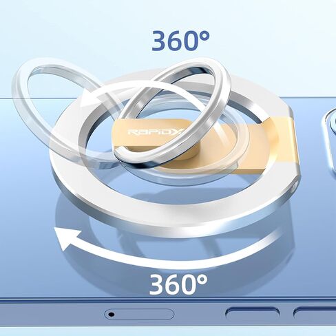 حامل وقبضة هاتف مغناطيسية 2 في 1 من RapidX Snapo، حامل مع مسند قابل للتعديل، MagSafe متوافق مع iPhone 14، 13، 12 Pro، Pro Max، Mini (أسود) in Kuwait