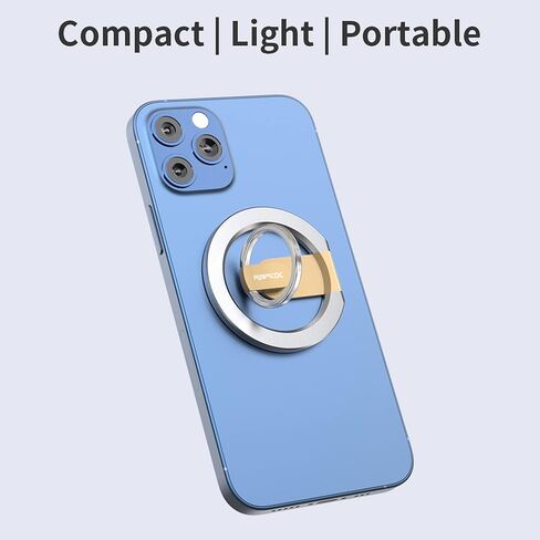 حامل وقبضة هاتف مغناطيسية 2 في 1 من RapidX Snapo، حامل مع مسند قابل للتعديل، MagSafe متوافق مع iPhone 14، 13، 12 Pro، Pro Max، Mini (أسود) in Kuwait