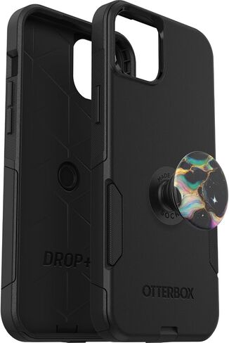 Bundle: OtterBox iPhone 15 Plus and iPhone 14 Plus Commuter Series Case - (BLACK) + PopSockets PopGrip - (BLACK), Slim & Tough, Pocket-Friendly, with Port Protection, PopGrip Included in Saudi Arabia