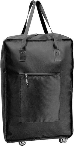 Expandable Foldable Duffel Bag with Wheels Rolling Duffle Bag Luggage Bag Carry on Bag Lightweight Suitcases,Black in Saudi Arabia