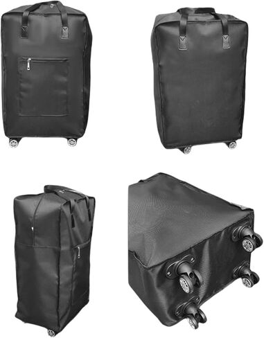 Expandable Foldable Duffel Bag with Wheels Rolling Duffle Bag Luggage Bag Carry on Bag Lightweight Suitcases,Black in Saudi Arabia