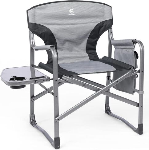 EVER ADVANCED Lightweight Folding Directors Chairs Outdoor, Aluminum Camping Chair with Side Table and Storage Pouch, Heavy Duty Supports 350LBS in Saudi Arabia