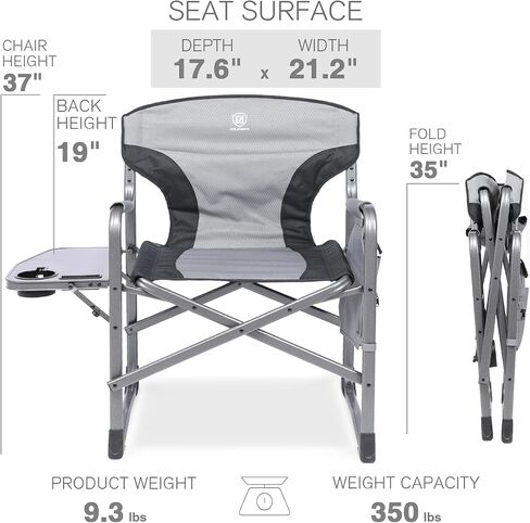 EVER ADVANCED Lightweight Folding Directors Chairs Outdoor, Aluminum Camping Chair with Side Table and Storage Pouch, Heavy Duty Supports 350LBS in Saudi Arabia