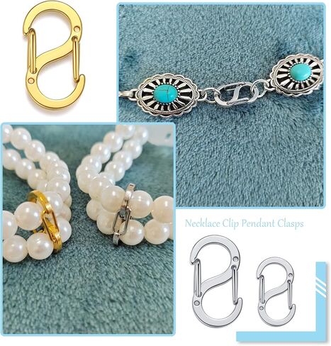 10Pcs Double Opening Shortener Clasp Necklace Clasp and Closures Stainless Steel S Lock Bracelet Connector Necklace Clip (Large, Silver) in Saudi Arabia