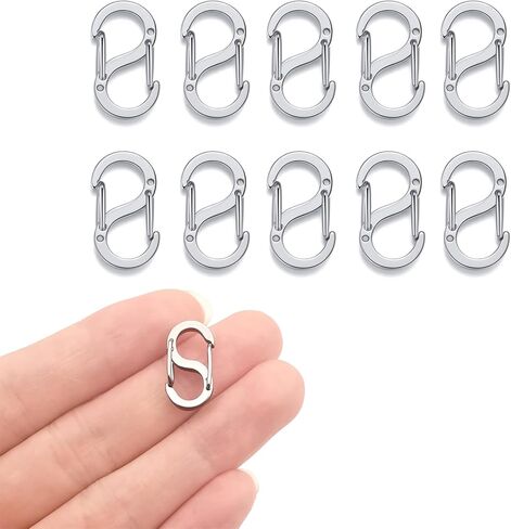 10Pcs Double Opening Shortener Clasp Necklace Clasp and Closures Stainless Steel S Lock Bracelet Connector Necklace Clip (Large, Silver) in Saudi Arabia