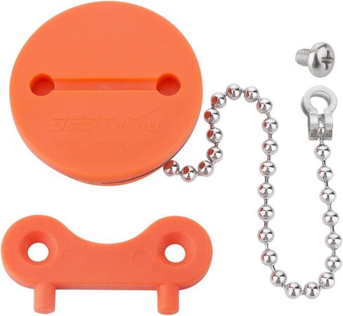 VTurboWay Deck Fill Cap for 1.5" Hose with Chain and Key, Marine Grade Nylon, Orange in Saudi Arabia