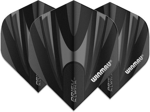 رحلات طيران Winmau Prism Alpha سميكة للغاية باللونين الأسود والرمادي - مجموعة واحدة في كل عبوة (3 رحلات إجمالاً) in Saudi Arabia