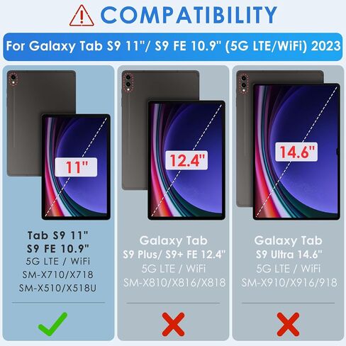 DETUOSI Backlit Keyboard Case for Samsung Galaxy Tab S9 11"/ S9 FE 10.9" (Wi-Fi/ 5G LTE) 2023 Android Tablet with S Pen Holder | Soft TPU Back Cover | Magnetic Closure | Wireless Detachable Keyboard in Saudi Arabia