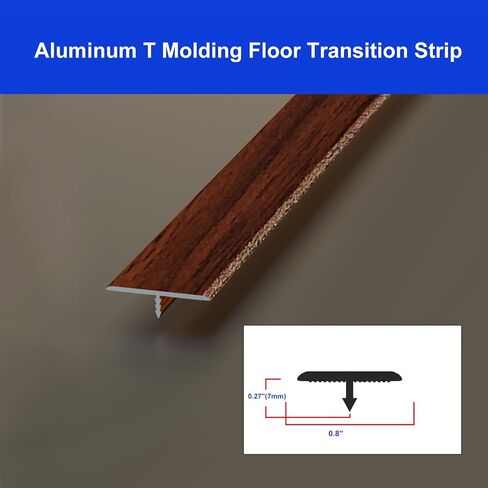 NeatiEase T Molding Floor Transition Strip, Aluminum Laminate Floor Strip Floor Flat Divider Strip for Joining Floor Gaps, Threshold, Floor Tiles, Black, 4ft x 0.8in (3pcs) in Kuwait