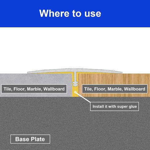 NeatiEase T Molding Floor Transition Strip, Aluminum Laminate Floor Strip Floor Flat Divider Strip for Joining Floor Gaps, Threshold, Floor Tiles, Black, 4ft x 0.8in (3pcs) in Kuwait