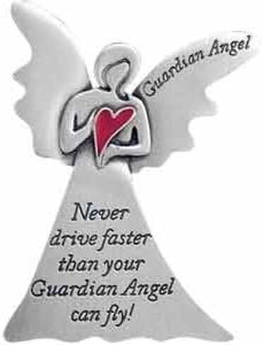 Auto VISOR Clip GUARDIAN ANGEL with Red HEART "NEVER Drive Faster Than Your Guardian Angel Can FLY" CAR AUTOMOBILE/Sentiment/GIFT PARENTS/New DRIVERS in Saudi Arabia