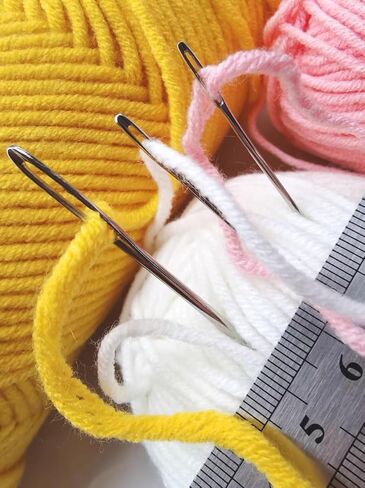 100 قطعة من إبر الحياكة الكبيرة، 10 مقاسات من إبر الحياكة، إبر الخياطة اليدوية للتطريز المزخرف، إبر الحياكة اليدوية مع 5 قطع من الخيوط لمشاريع الكروشيه in Kuwait