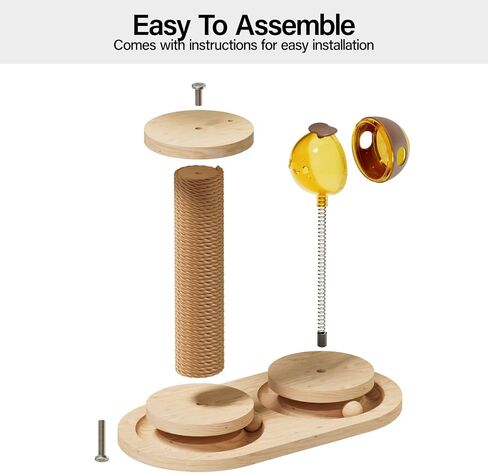 MEWOOFUN Cat Treat Dispenser Toy, Cat Treat Puzzle with Bees Cat Treat Ball, Cat Treat Toy with Cat Ball Track Toy, Cat Puzzle Feeder with Cat Scratching Post Small Cats & Kitten, Wooden in Saudi Arabia