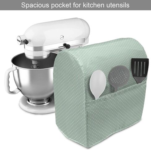 Ambesonne Green Stand Mixer Cover, Retro Style Themed Pattern with Little White Polka Dots Pastel, Kitchen Appliance Organizer Bag Cover with Pockets, 6-8 Quarts, Mint Green White in Saudi Arabia