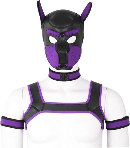 الكبار النيوبرين جرو هود مخصص الحيوان HeadMask الجدة زي الكلب هود قناع، طوق، شارة ومجموعة تسخير (أصفر) in Saudi Arabia