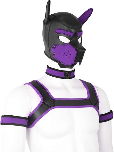 الكبار النيوبرين جرو هود مخصص الحيوان HeadMask الجدة زي الكلب هود قناع، طوق، شارة ومجموعة تسخير (أصفر) in Saudi Arabia