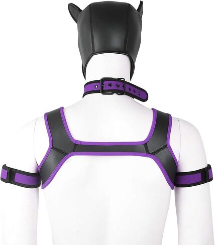 الكبار النيوبرين جرو هود مخصص الحيوان HeadMask الجدة زي الكلب هود قناع، طوق، شارة ومجموعة تسخير (أصفر) in Saudi Arabia