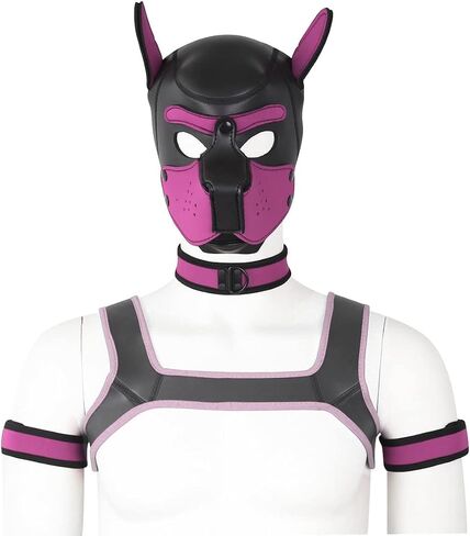 الكبار النيوبرين جرو هود مخصص الحيوان HeadMask الجدة زي الكلب هود قناع، طوق، شارة ومجموعة تسخير (أصفر) in Saudi Arabia