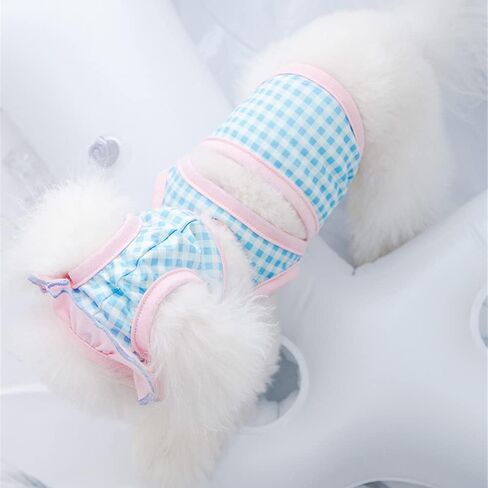 Dog Summer Clothes Cute Plaid Puppy Bikini Shirt with Sun Cap, Hawaiian Beach Swimsuit,Dog Suit for Swimming and Bathing, Pet Luau Outfit in Saudi Arabia