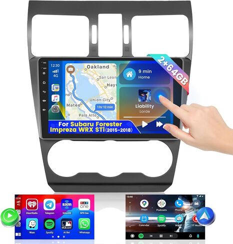 Roinvou 2+64G Android CarPlay Stereo for 2012-2015 Subaru Forester Impreza WRX STi, Built-in Wireless CarPlay Radio with Android Auto, 9'' Touch Screen In-Dash GPS Navi Support Mirror Link BT HiFi RDS in Saudi Arabia