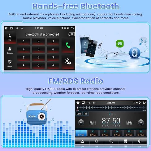 Roinvou 2+64G Android Car Stereo for 2010-2015 Hyundai Tucson, Built-in Wireless CarPlay Radio with Android Auto, 10.1'' Touch Screen in-Dash GPS Navigation Support Mirror Link BT HiFi WiFi RDS AHD in Kuwait