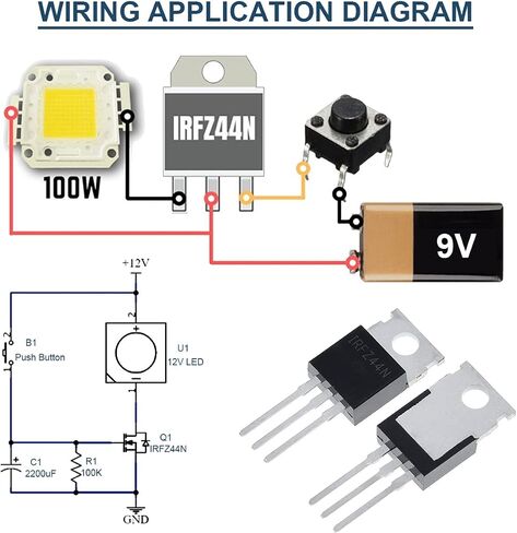DAOKAI 20 قطعة ترانزستور IRFZ44N 3Pin في الخط 55 فولت 49A N-قناة مقوم طاقة MOSFET مجموعة ترانزستور مكون إلكتروني TO220 للتجربة الإلكترونية in Saudi Arabia