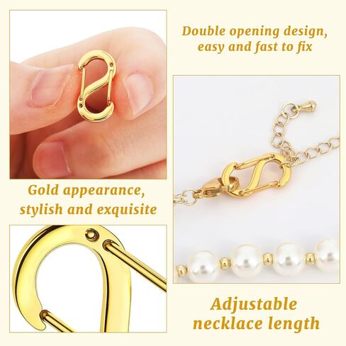 SANNIX 10 قطع مزدوجة الفتح من مشابك جراد البحر قلادة قصيرة ومشابك وإغلاق من الفولاذ المقاوم للصدأ سوار موصل قلادة مشبك لمستلزمات صناعة المجوهرات (ذهبي/متوسط) in Kuwait