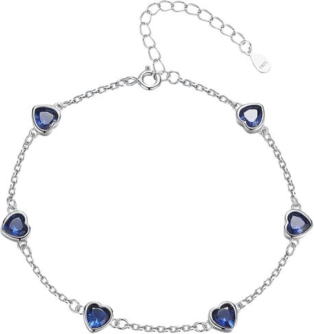 EVERU أساور الياقوت للنساء 925 الفضة الاسترليني أساور جوهرة للنساء الأزرق الداكن مجوهرات القلب ربط سوار هدية عيد ميلاد للنساء الفتيات in Kuwait